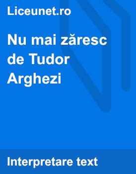 Tudor Arghezi, Nu mai zăresc